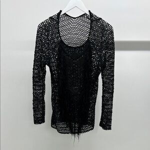 Isabel Marant Black Long Sleeve Mesh Top